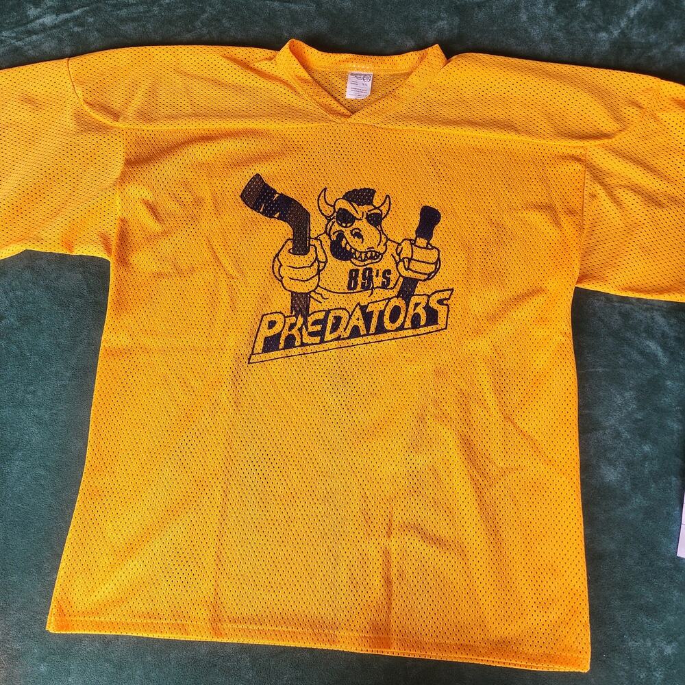 Vintage Athletic Knit 89s Predators Hockey Jersey #2 Orange Mesh Men's L